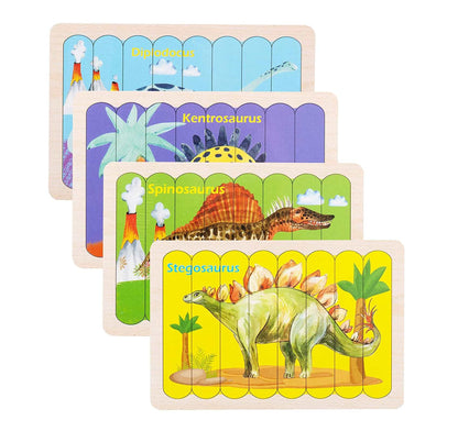 Double-sided Dinosaur Bar Puzzles 4 in 1 freeshipping - GeorgiePorgy